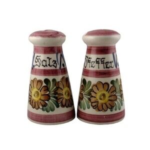VTG Salt Pepper Shakers Wechsler Tirolkeramic Schwarz Austria Handpainted -READ